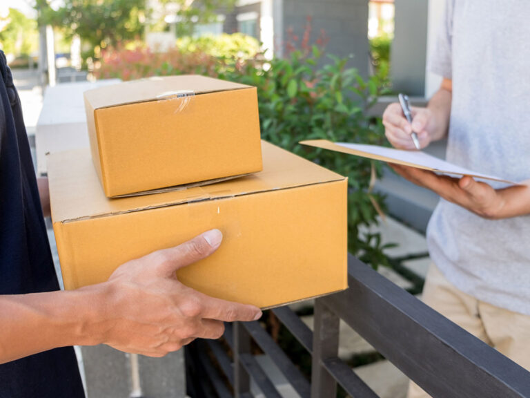 Boxes being delivered and signed for
