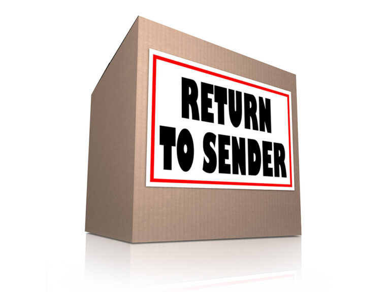 Box with Return to Sender Sticker