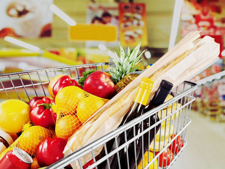 Groceries in shopping cart