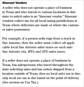 Laws Regardng Traveling Salespeople in Texas
